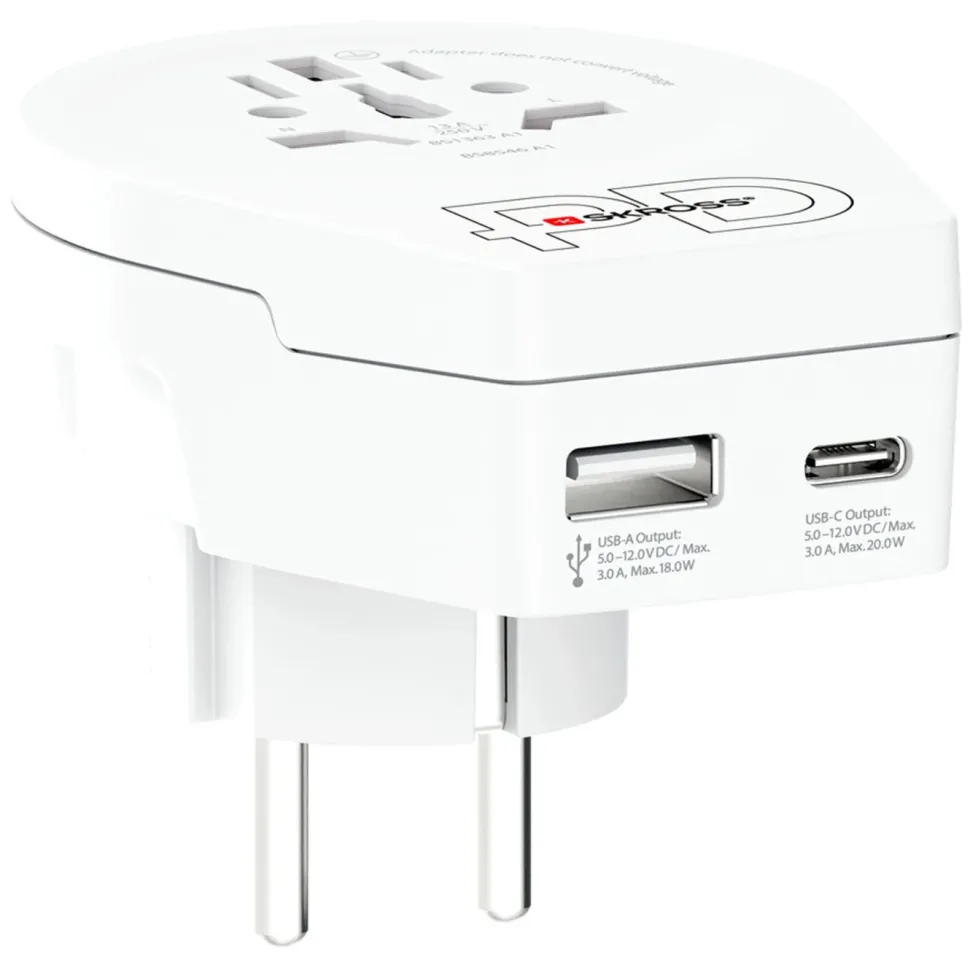 Skross Reseadapter Universal till Europa USB AC PD 20W