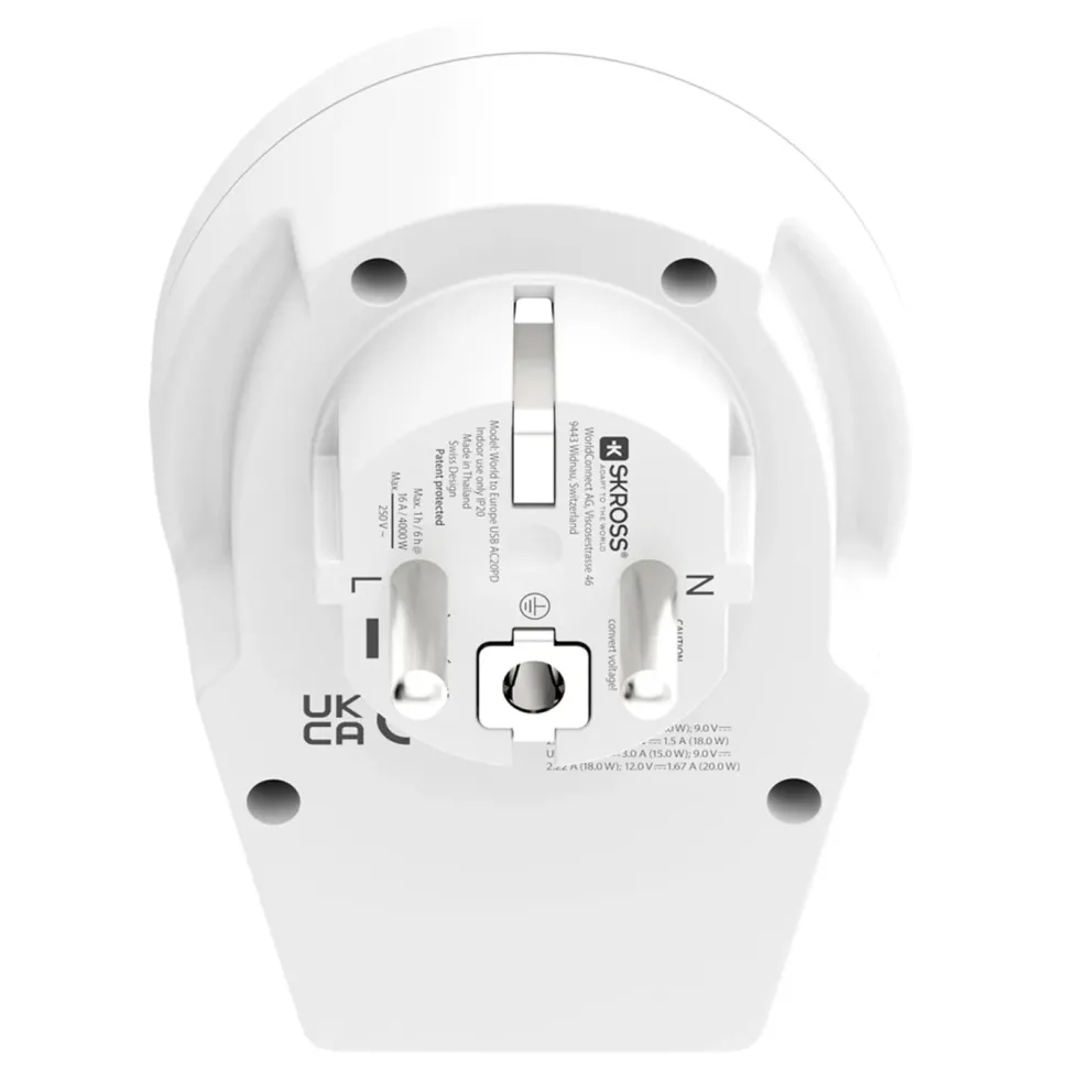 Skross Reseadapter Universal till Europa USB AC PD 20W