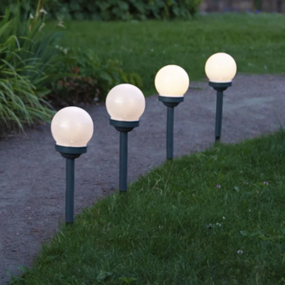 Solcellsdrivet LED-trädgårdsklot Ø10 cm 4-pack