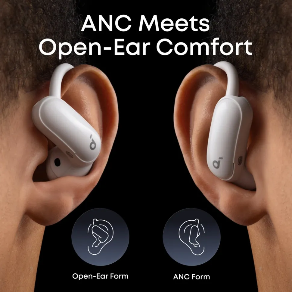 Soundcore AeroFit 2 Pro open ear-hörlurar med brusreducering Vit