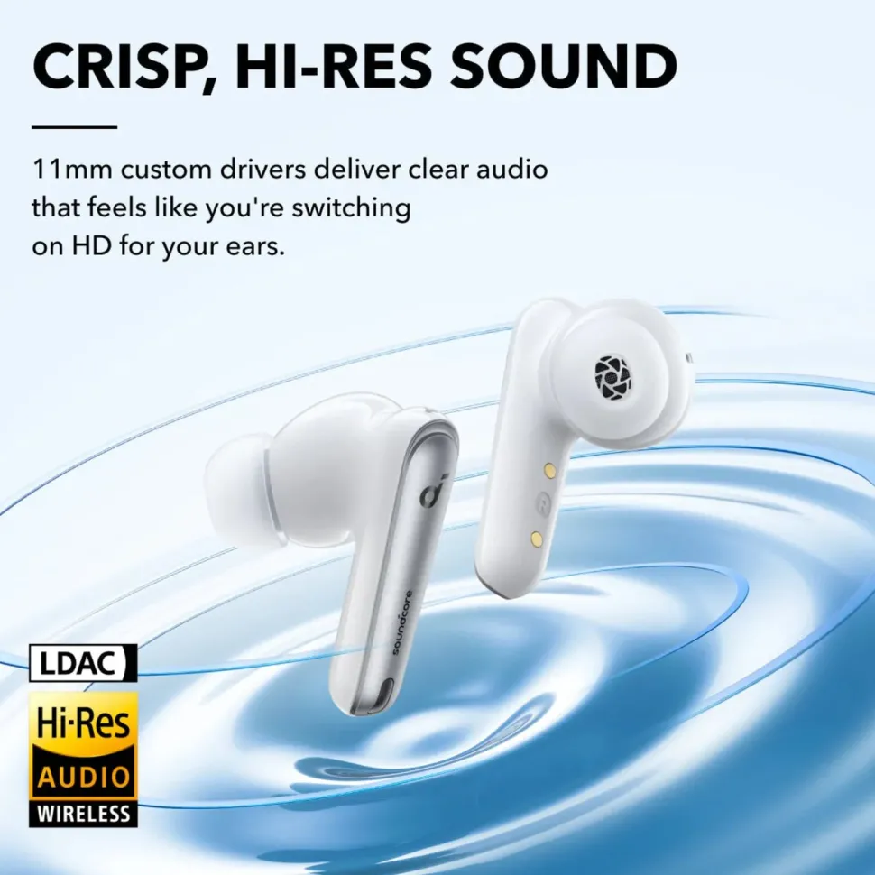 Soundcore Liberty 4 NC trådlösa hörlurar med brusreducering Clear White