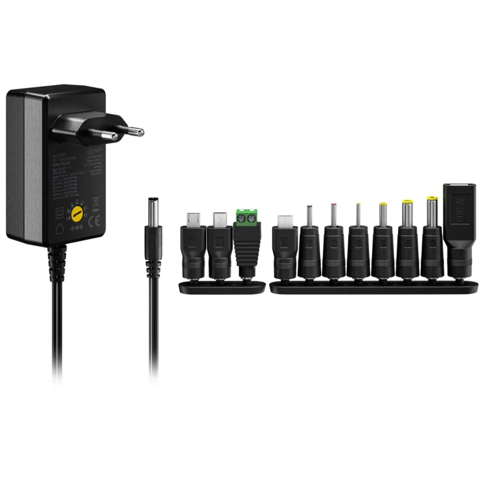 Ställbar nätadapter 3-12 V (DC) 27 W