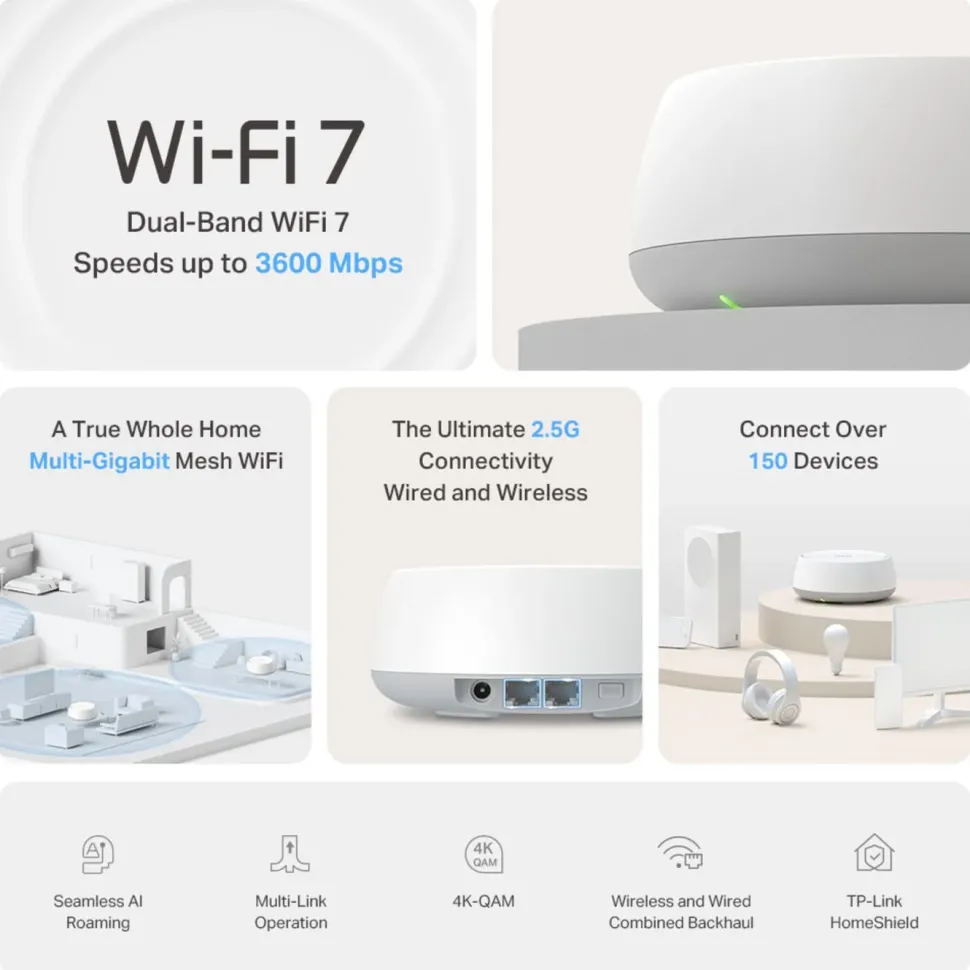 TP-Link Deco BE25 Mesh-system med Wifi 7 BE3600 3-pack