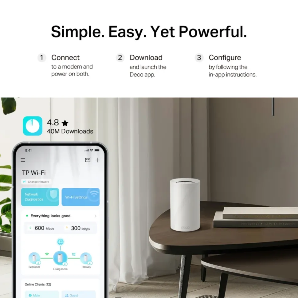 TP-Link Deco BE68 wifi 7-meshsystem BE14000 med 10G-port 1-pack