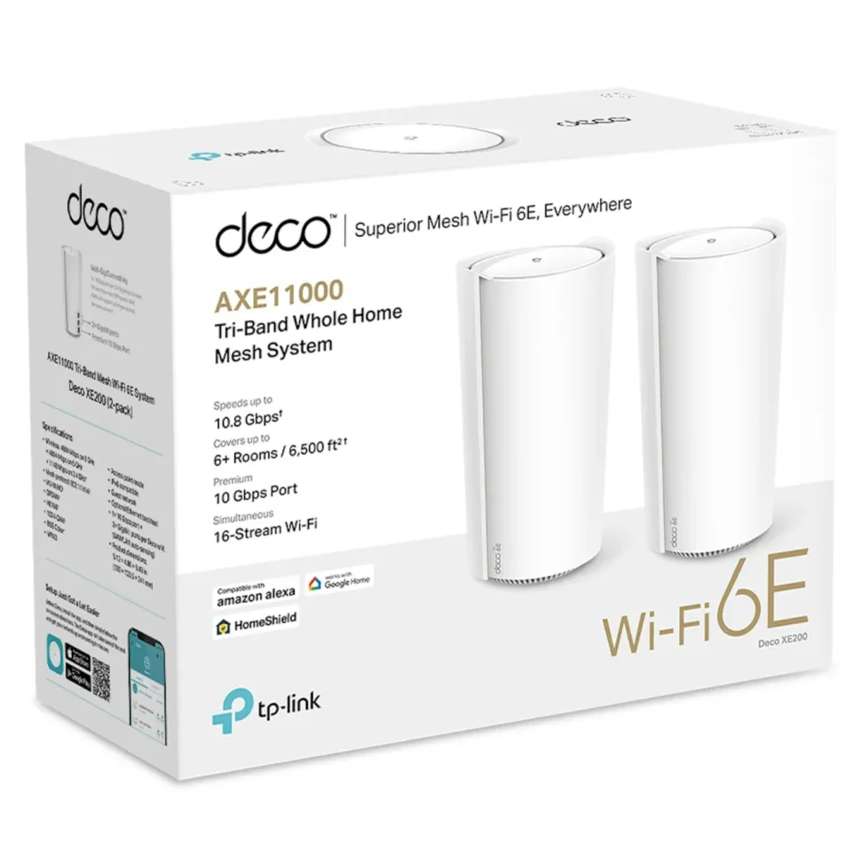 TP-Link Deco XE200 Mesh-system med Wifi 6E AXE11000 2-pack