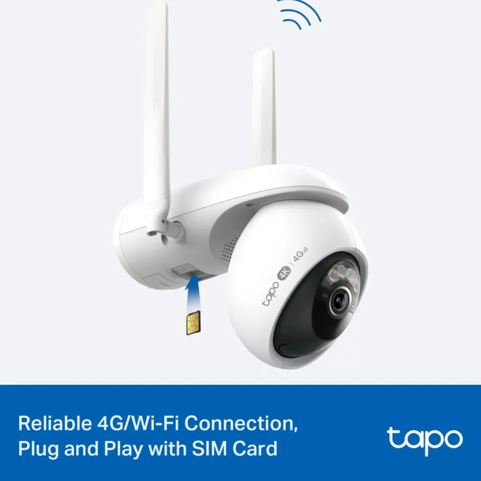 TP-Link Tapo C665G Solcellsdriven 4K Pan/Tilt övervakningskamera med Wi-Fi/4G