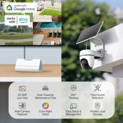 TP-Link Tapo HB112 solcellsdriven övervakningskamera 2K pan/tilt 2-pack Vit