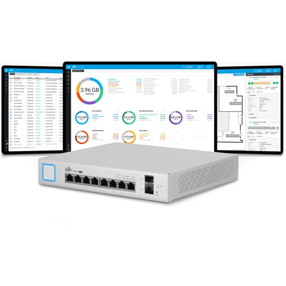 Ubiquiti Unifi US-8-150W POE-gigabitswitch 8 portar