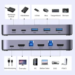 Ugreen 4K HDMI KVM-switch med USB 3.0 för 2 datorer