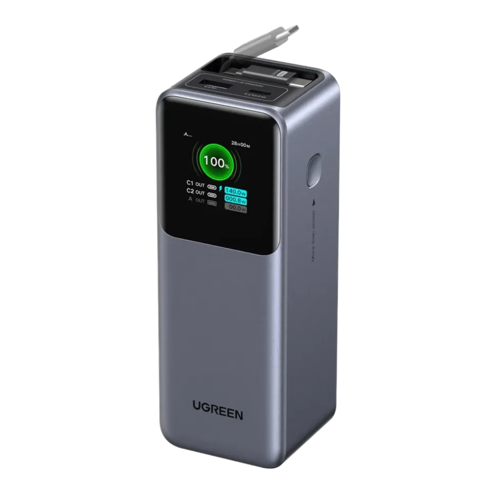 Ugreen Nexode powerbank 20 000 mAh 165 W med inbyggd kabel