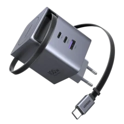 Ugreen Nexode 100 W GaN-snabbladdare med utdragbar USB-C-kabel