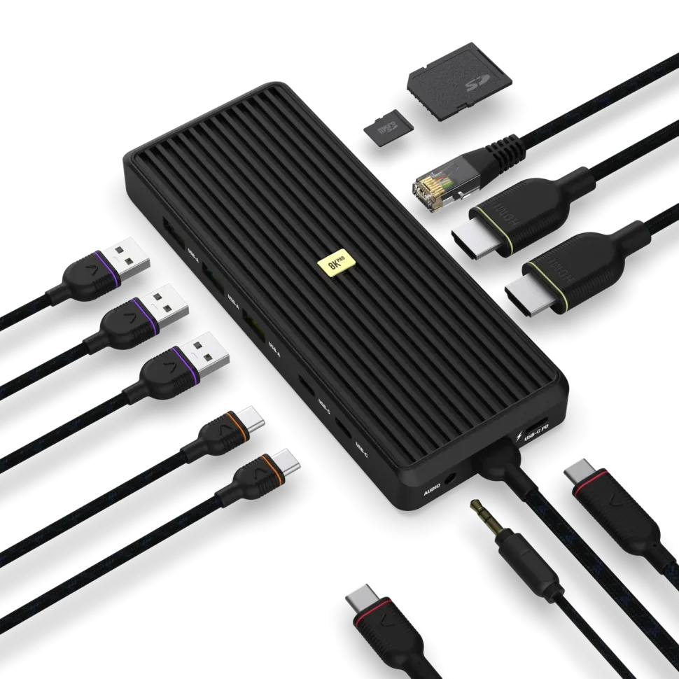 Unisynk USB-C-Hubb 12 portar 8K för dubbla skärmar