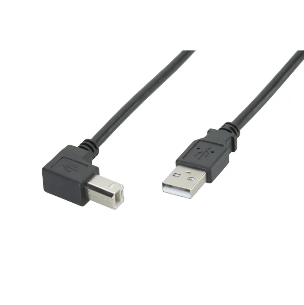 USB-B-kabel med vinklad kontakt 1,0 m