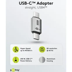 USB-C-adapter rak, USB4, 40 Gbit/s, 240 W