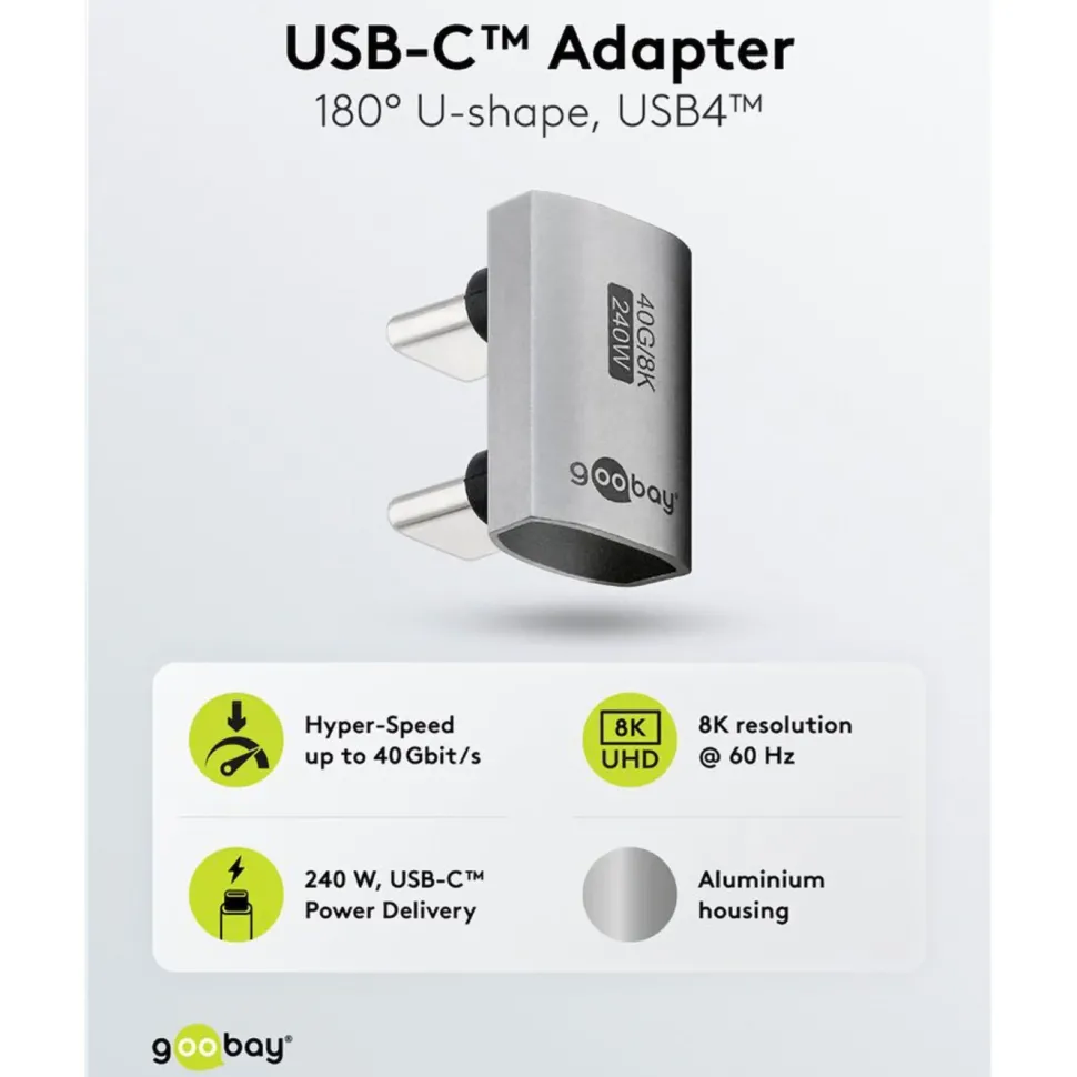 USB-C-adapter 180° U-form med USB4