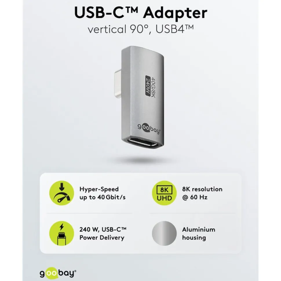 USB-C-vinkeladapter 90° med USB4-stöd