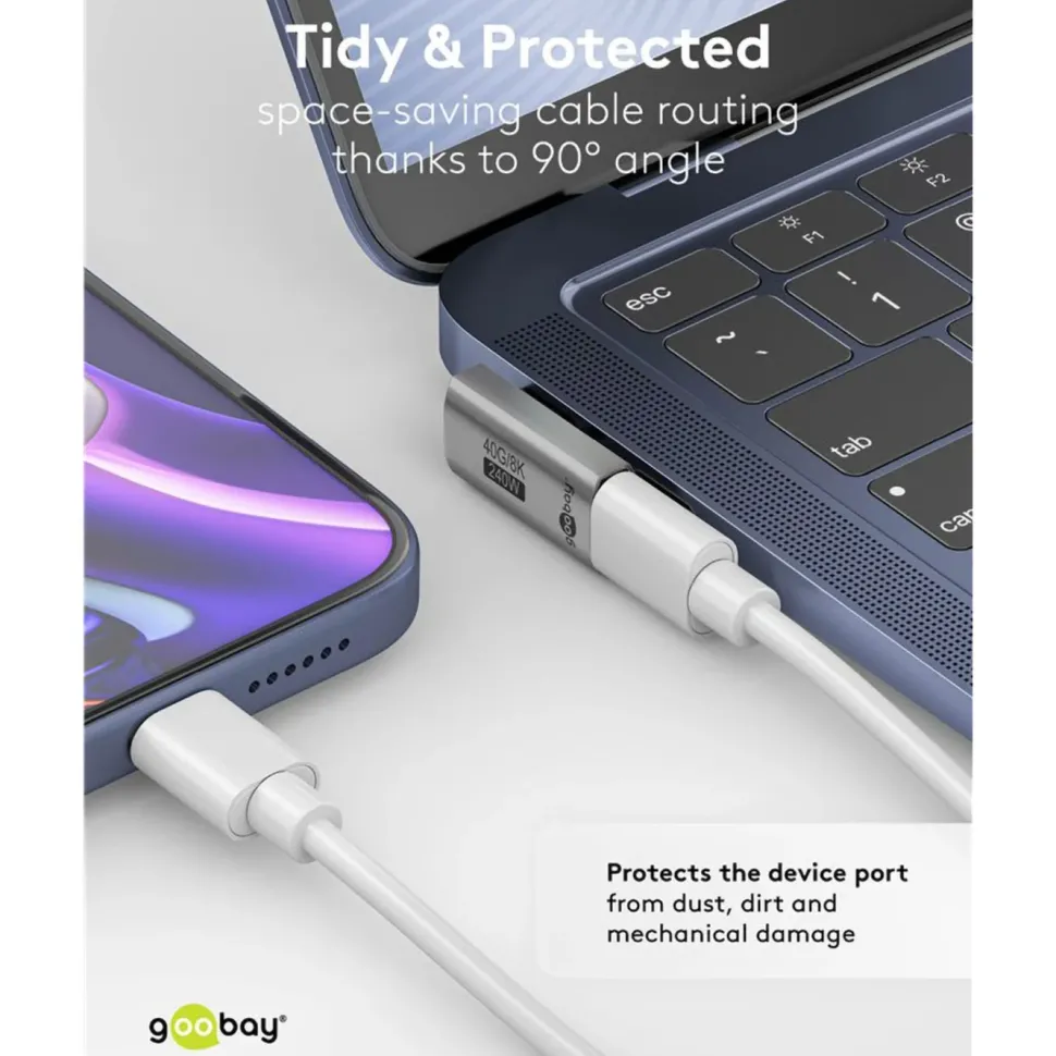 USB-C-vinkeladapter 90° med USB4-stöd