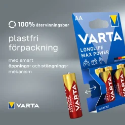 Varta Longlife Max Power AA-batterier 4-pack