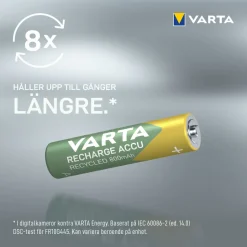 Varta Recharge Recycled AAA-batterier 800 mAh 6-pack