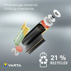 Varta Recharge Recycled AA-batterier 2100 mAh 6-pack
