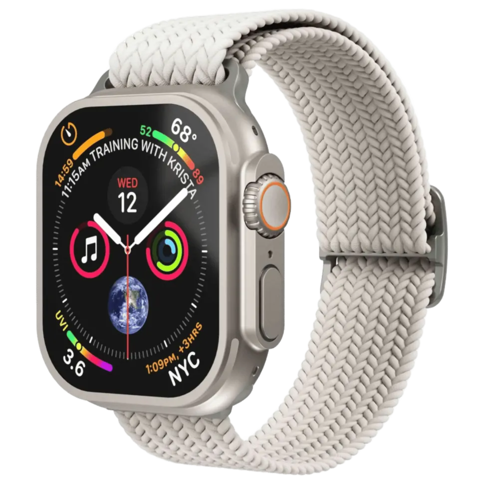 Vonmählen Woven Loop flätat armband till Apple Watch 44/45/46/49 mm Cream