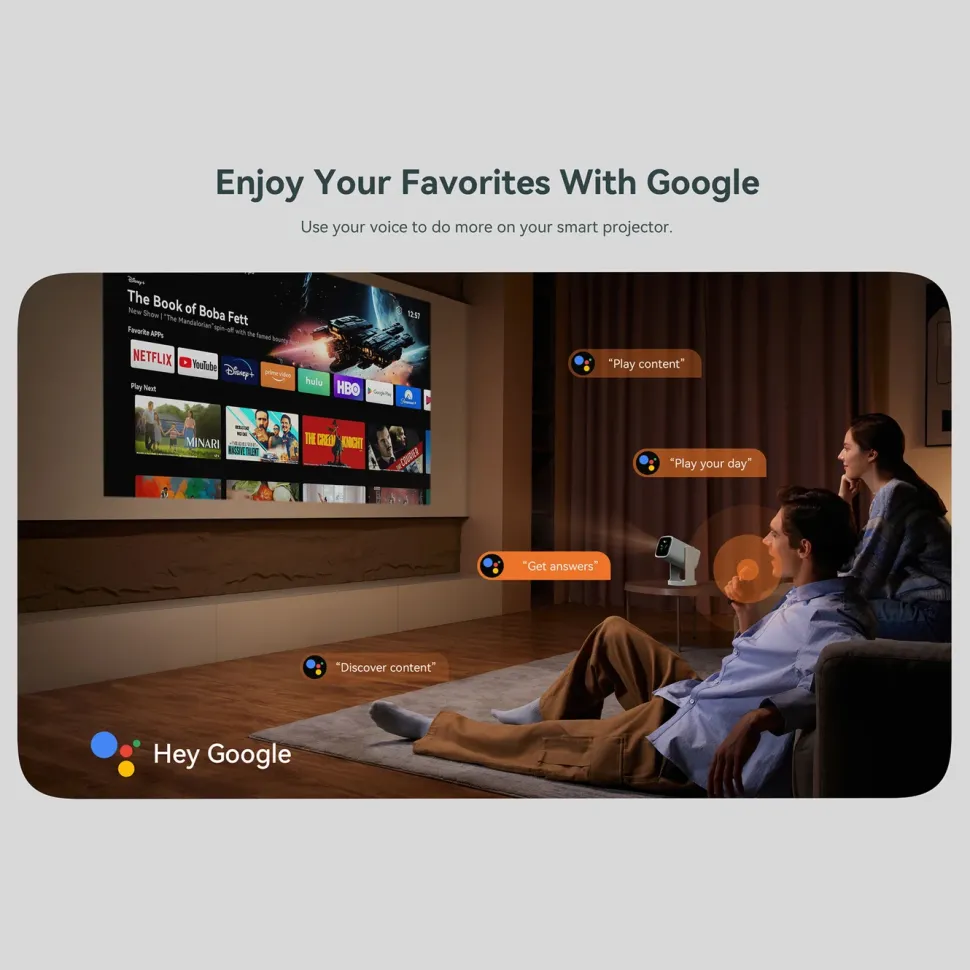 Wanbo Portabel projektor med Android TV och 360° gimbalstativ