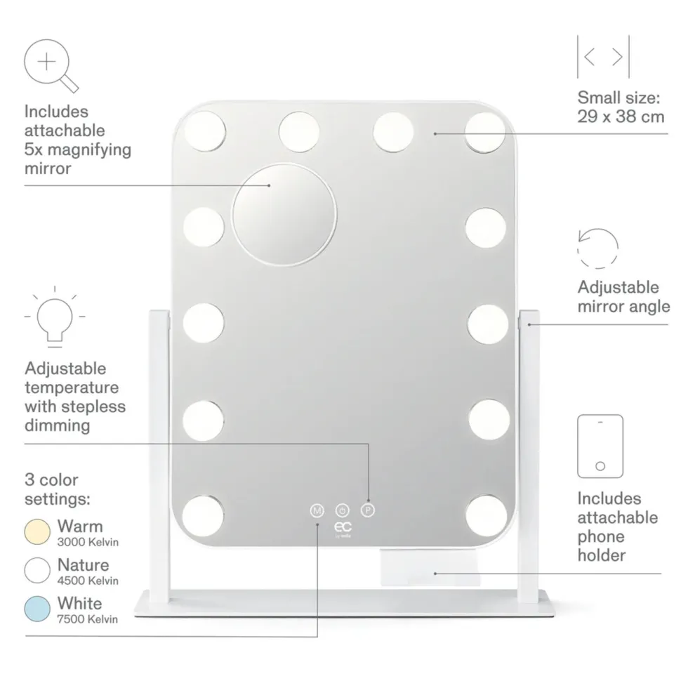 Wilfa Shine sminkspegel med LED-belysning