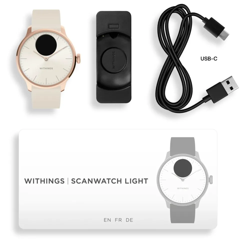 Withings Scanwatch Light Smartklocka med klassisk urtavla 37 mm Rose Gold