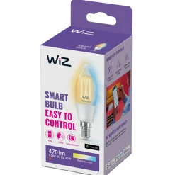 WiZ Clear Filament-kronljus C35 Smart LED-lampa E14 470 lm
