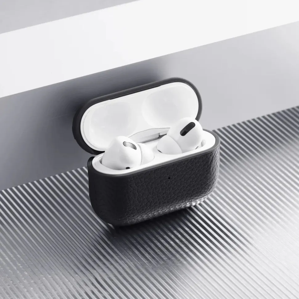 WOOLNUT Skal i läder till AirPods Pro 3-laddfodral Svart